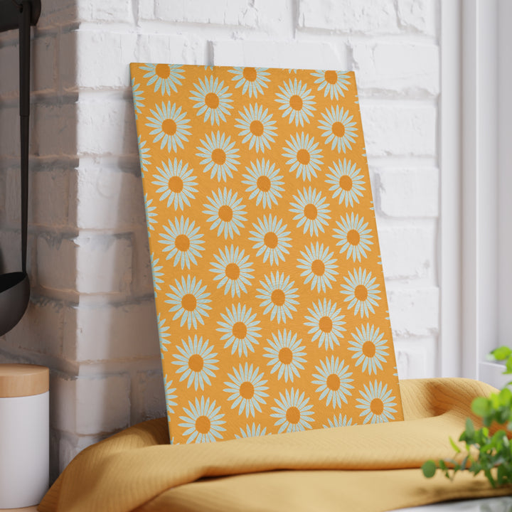 Yellow Sunflower Pattern - Glass Cutting Board