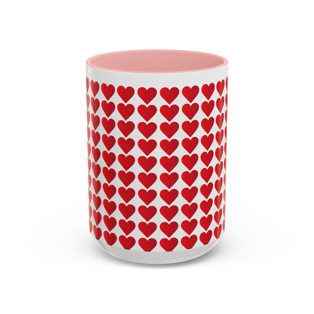 Red Valentine Hearts - Accent Coffee Mug (11, 15oz)