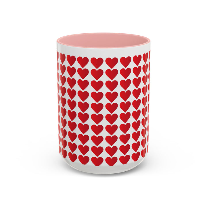 Red Valentine Hearts - Accent Coffee Mug (11, 15oz)