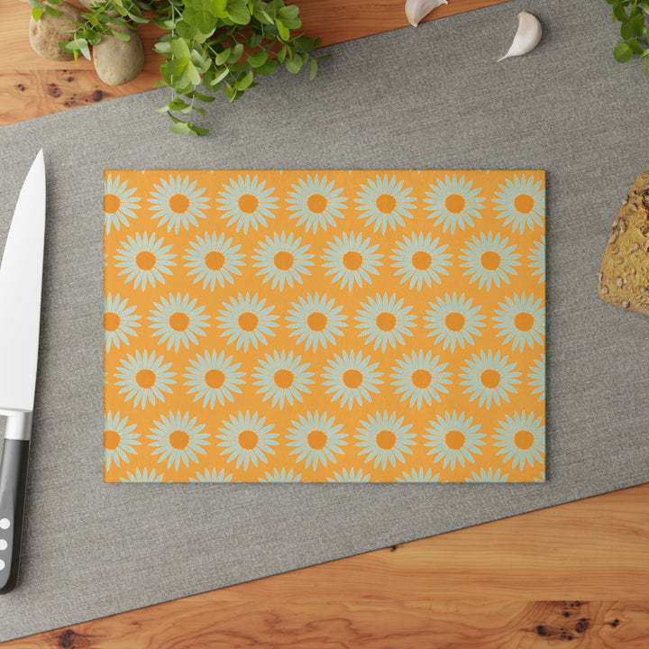 Yellow Sunflower Pattern - Glass Cutting Board