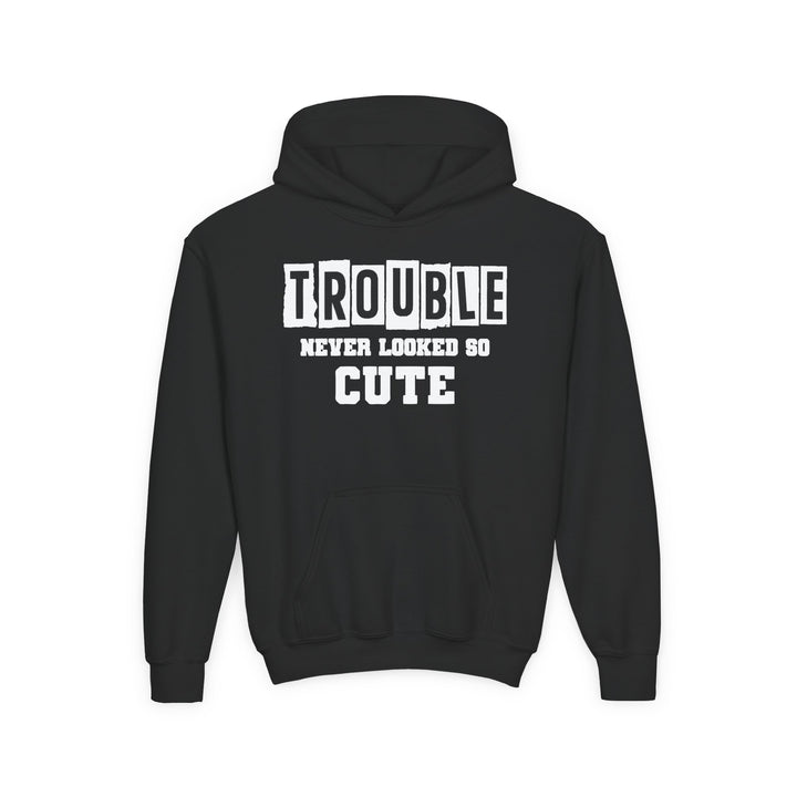 Trouble Never Looked So Cute - Youth Heavy Blend Hooded Sweatshirt
