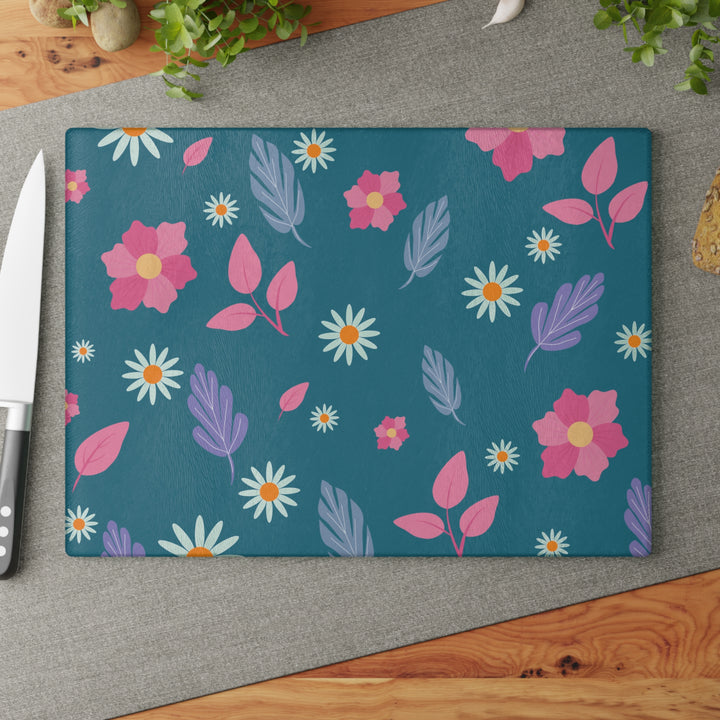 Bright Spring Pattern - Glass Cutting Board