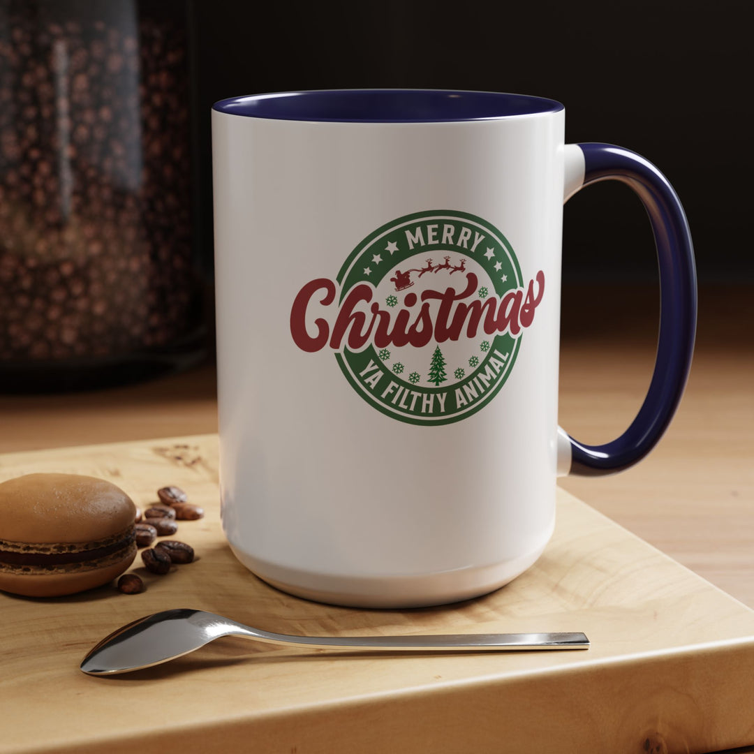 Merry Christmas Ya Filthy Animal - Accent Coffee Mug (11, 15oz)