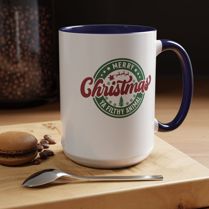 Merry Christmas Ya Filthy Animal - Accent Coffee Mug (11, 15oz)