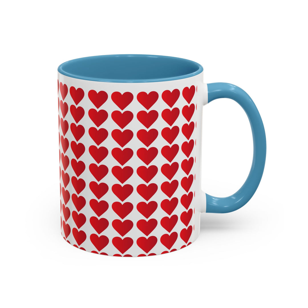 Red Valentine Hearts - Accent Coffee Mug (11, 15oz)