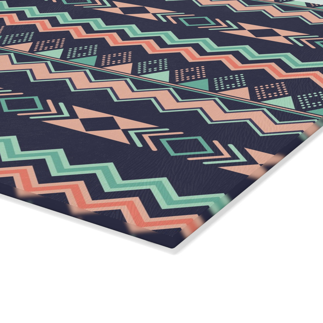 Peach Aztec Chevron - Glass Cutting Board
