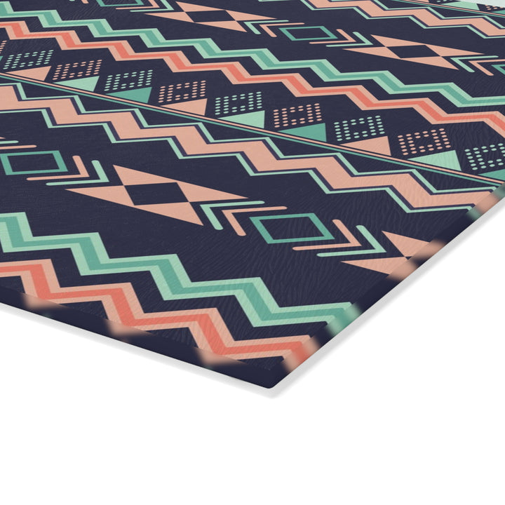 Peach Aztec Chevron - Glass Cutting Board