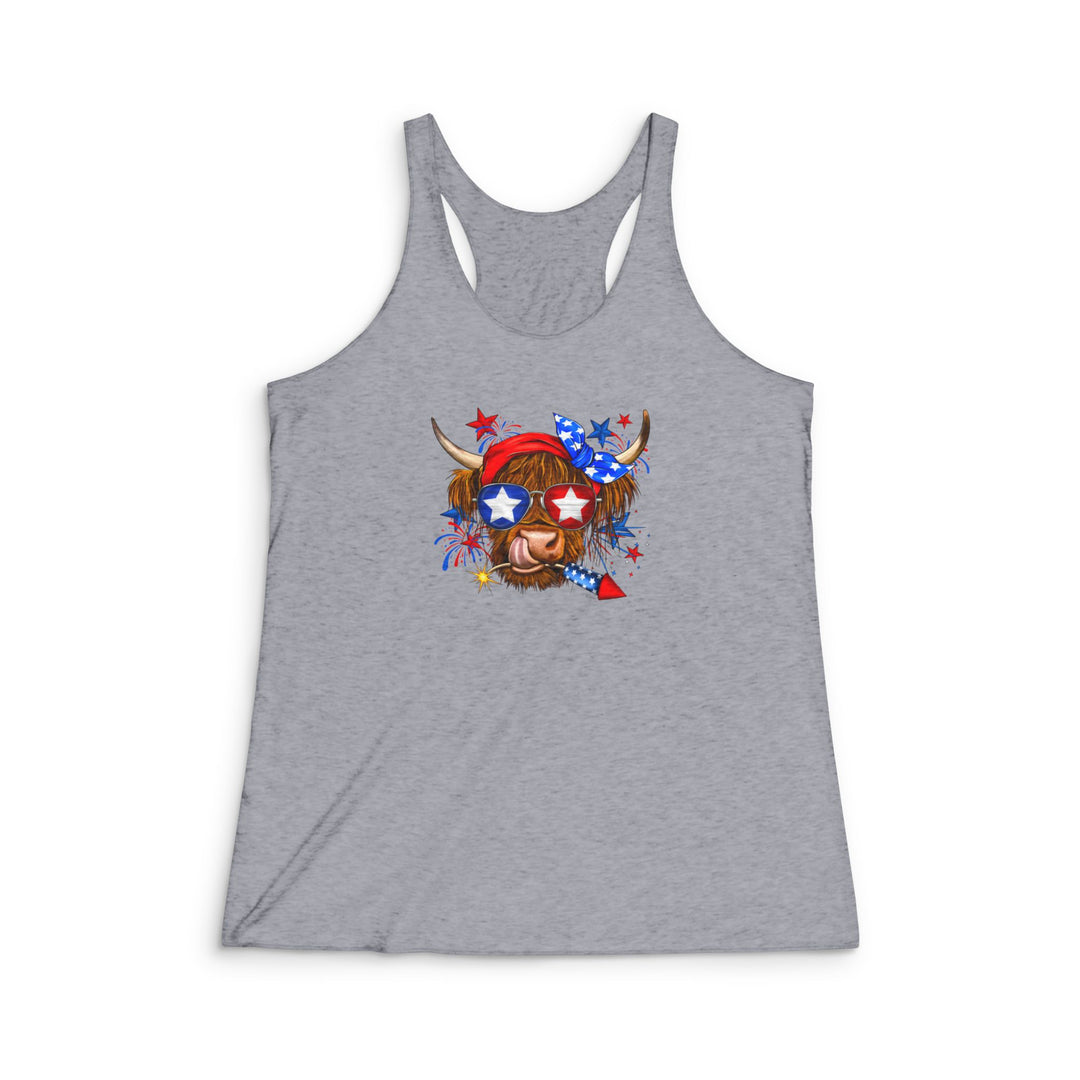 4th Of July Cow - Women's Tri-Blend Racerback Tank