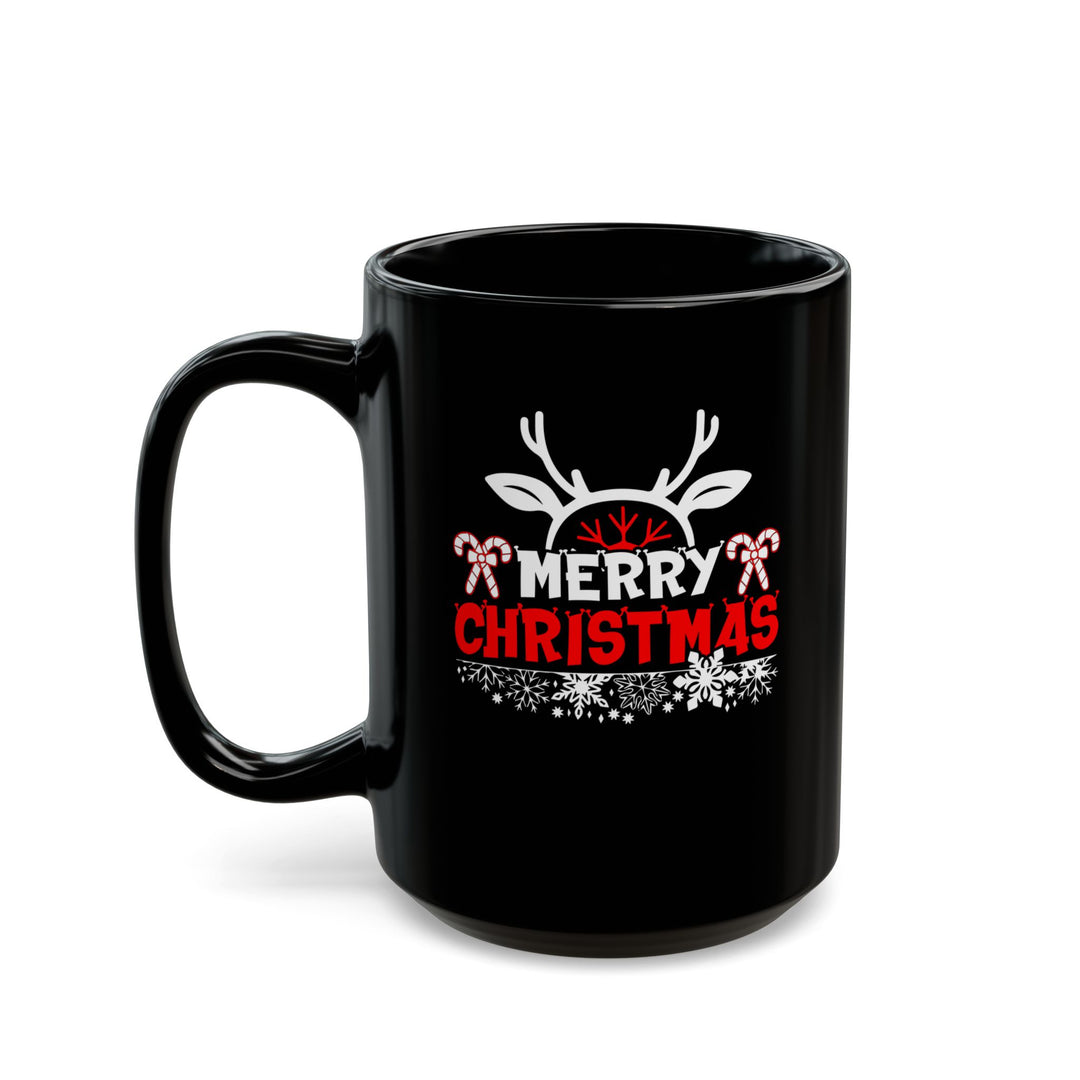 Merry Christmas Antlers - Black Mug (11oz, 15oz)