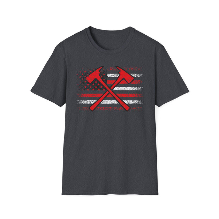 Firefighter American Flag - Unisex Softstyle T-Shirt