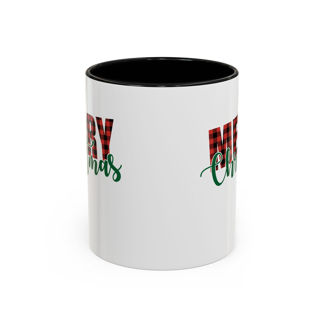 Merry Christmas Buffalo Plaid - Accent Coffee Mug (11, 15oz)