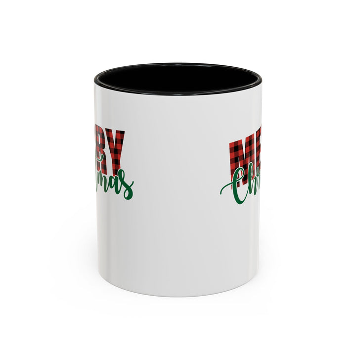 Merry Christmas Buffalo Plaid - Accent Coffee Mug (11, 15oz)