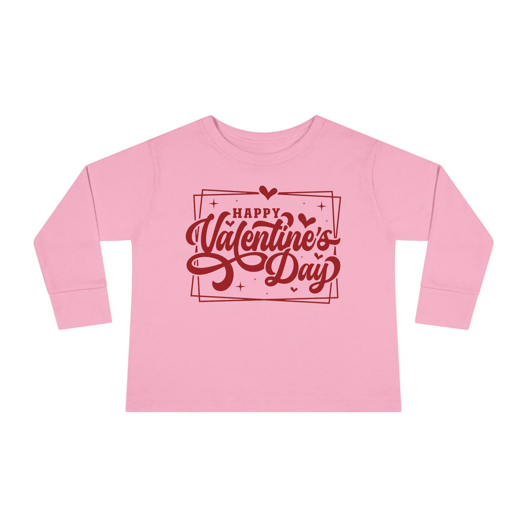 Happy Valentine's Day W/Hearts - Toddler Long Sleeve Tee