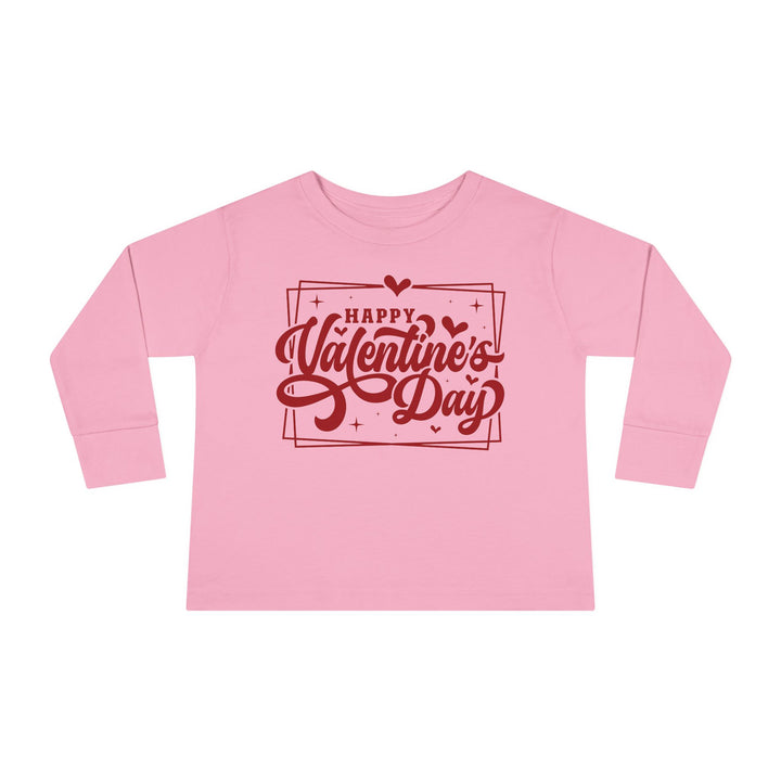 Happy Valentine's Day W/Hearts - Toddler Long Sleeve Tee