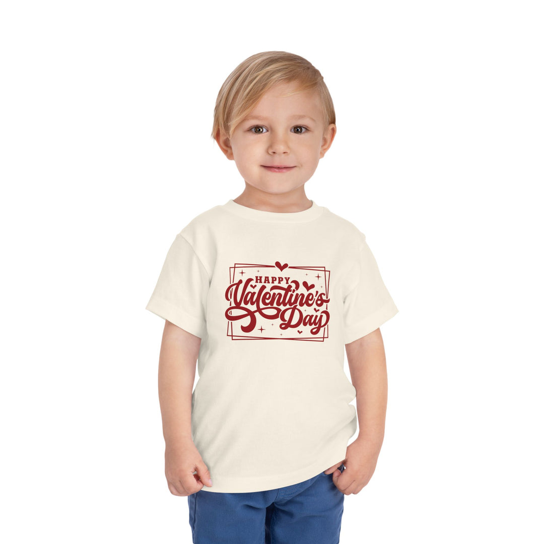 Happy Valentine's Day W/Hearts - Toddler Short Sleeve Tee