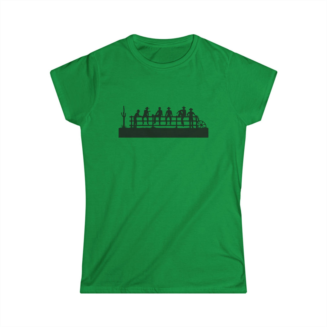 Cowboys On Fence Silhouette - Women's Softstyle Tee