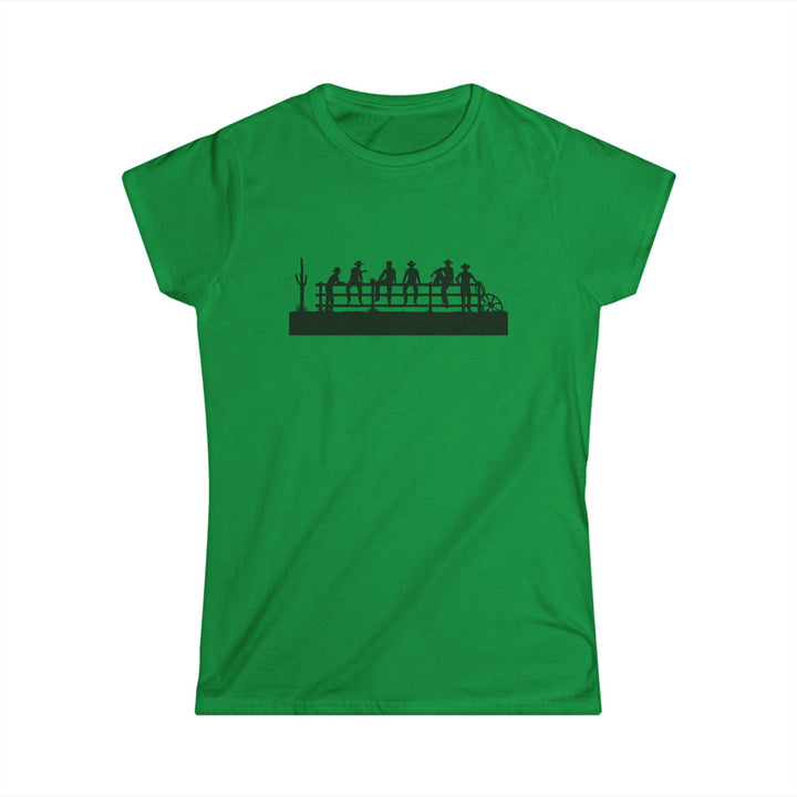 Cowboys On Fence Silhouette - Women's Softstyle Tee