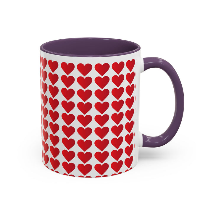 Red Valentine Hearts - Accent Coffee Mug (11, 15oz)