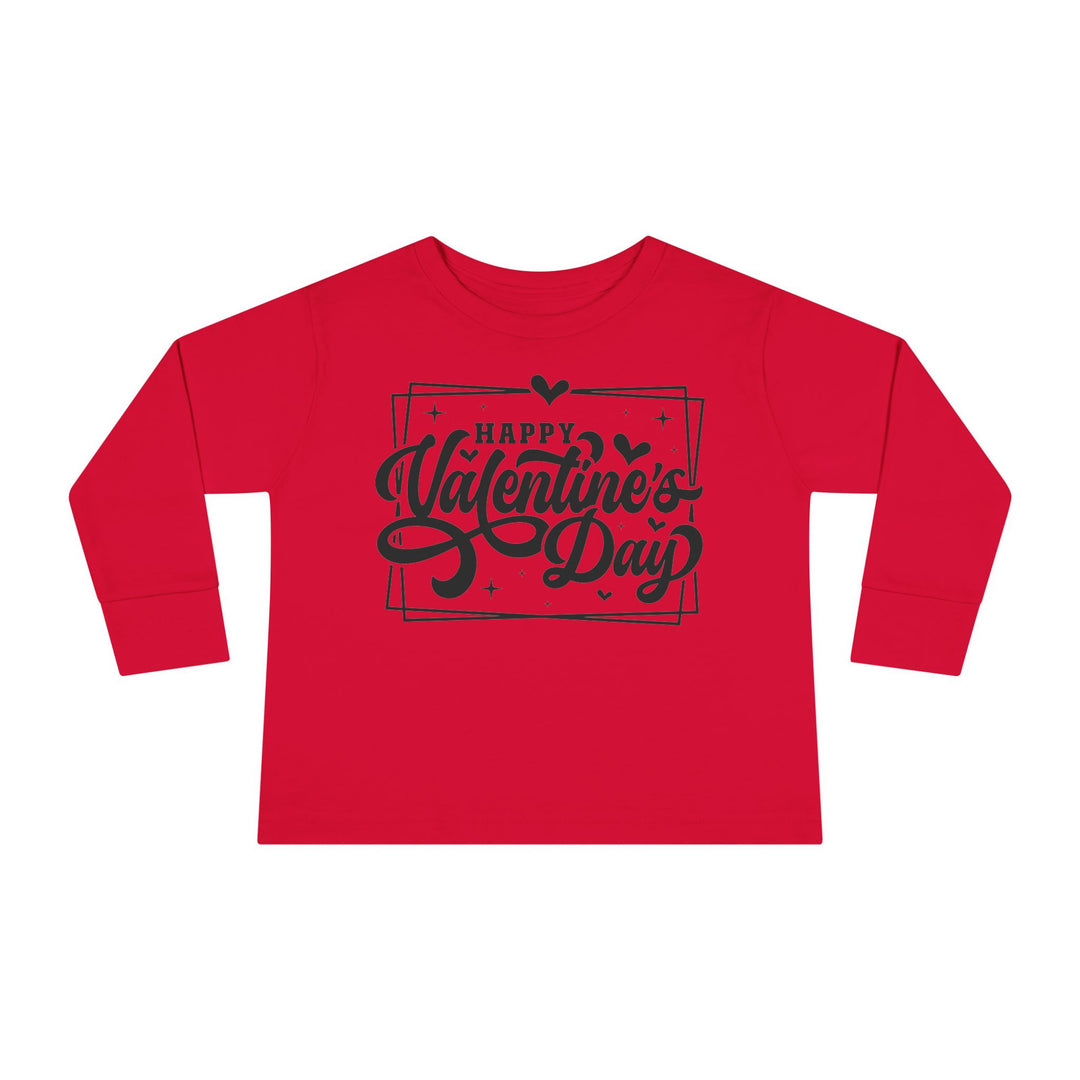 Happy Valentine's Day W/Hearts - Toddler Long Sleeve Tee