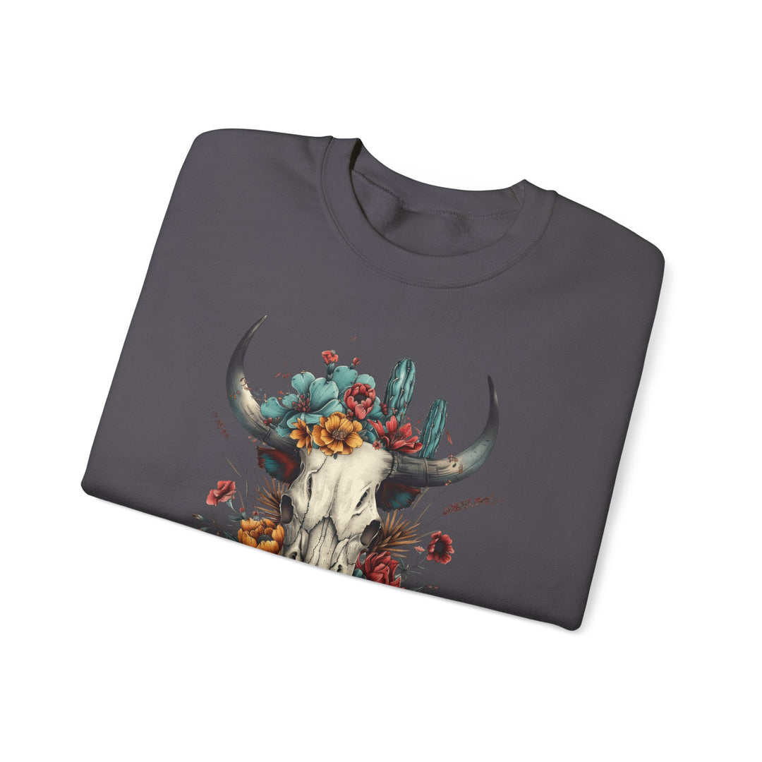 Bright And Flowery Skull - Unisex Heavy Blend™ Crewneck Sweatshirt
