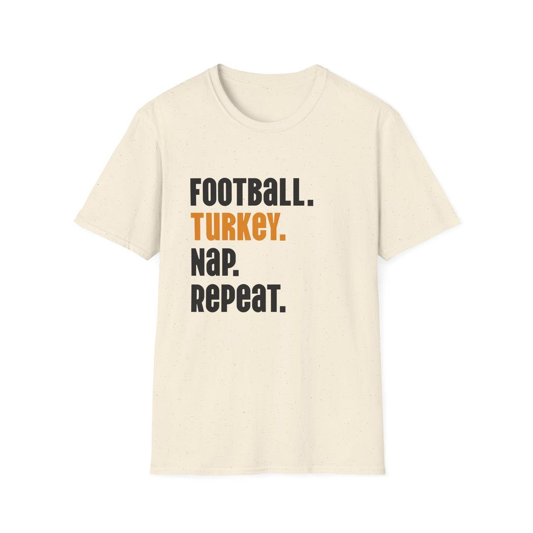 Football Turkey Nap Repeat - Unisex Softstyle T-Shirt