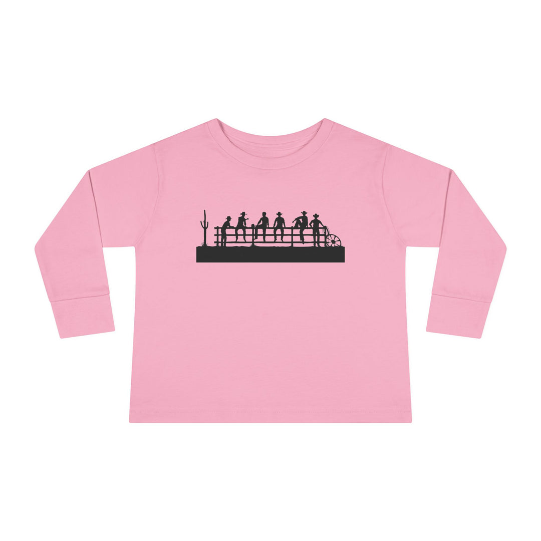Cowboys On Fence Silhouette - Toddler Long Sleeve Tee