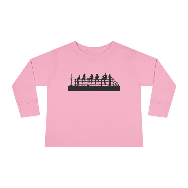 Cowboys On Fence Silhouette - Toddler Long Sleeve Tee