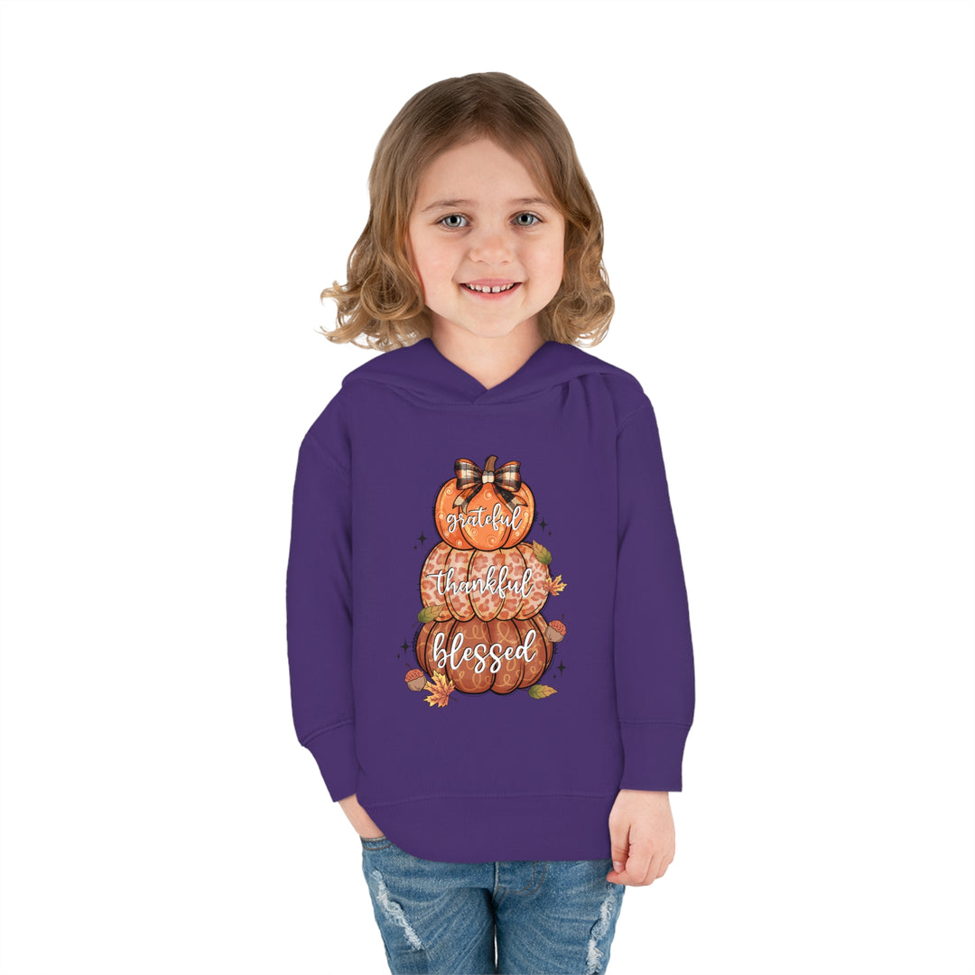 Grateful Thankful Blessed Pumpkins - Toddler Pullover Fleece Hoodie