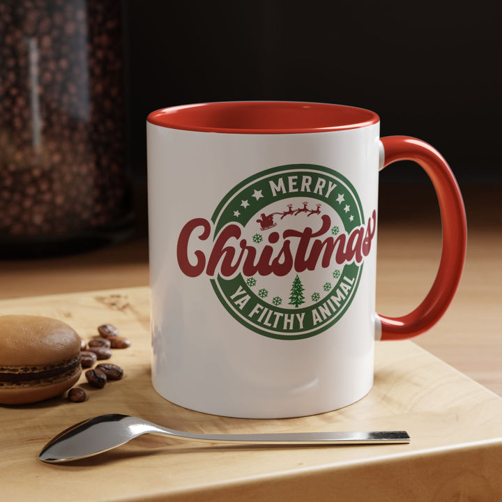 Merry Christmas Ya Filthy Animal - Accent Coffee Mug (11, 15oz)