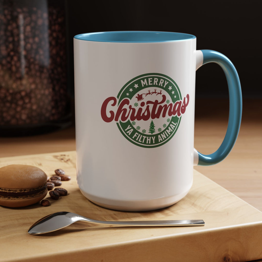 Merry Christmas Ya Filthy Animal - Accent Coffee Mug (11, 15oz)