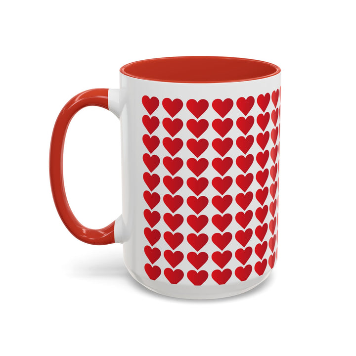 Red Valentine Hearts - Accent Coffee Mug (11, 15oz)