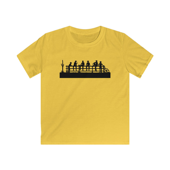 Cowboys On Fence Silhouette - Kids Softstyle Tee