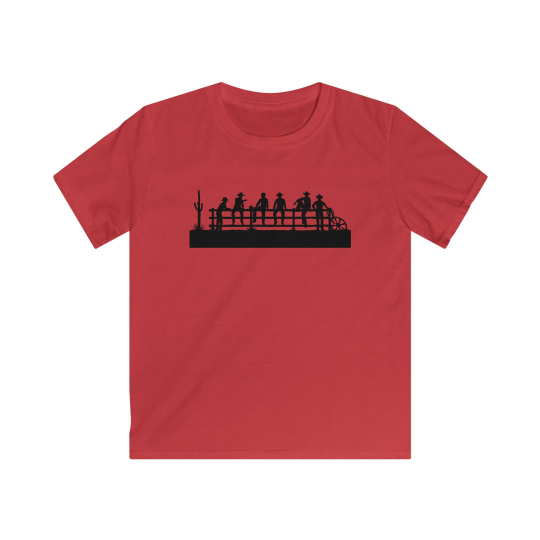 Cowboys On Fence Silhouette - Kids Softstyle Tee