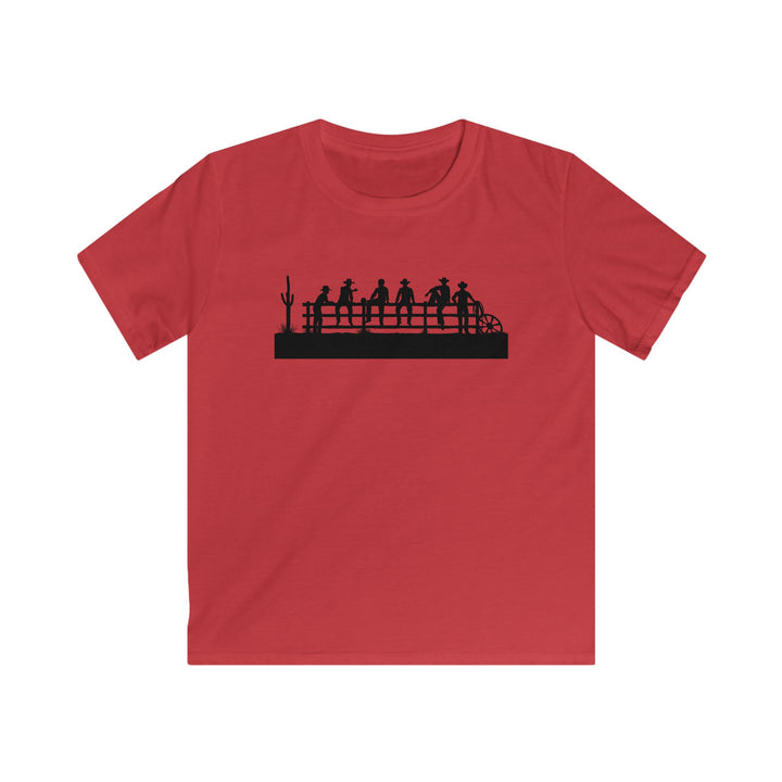 Cowboys On Fence Silhouette - Kids Softstyle Tee