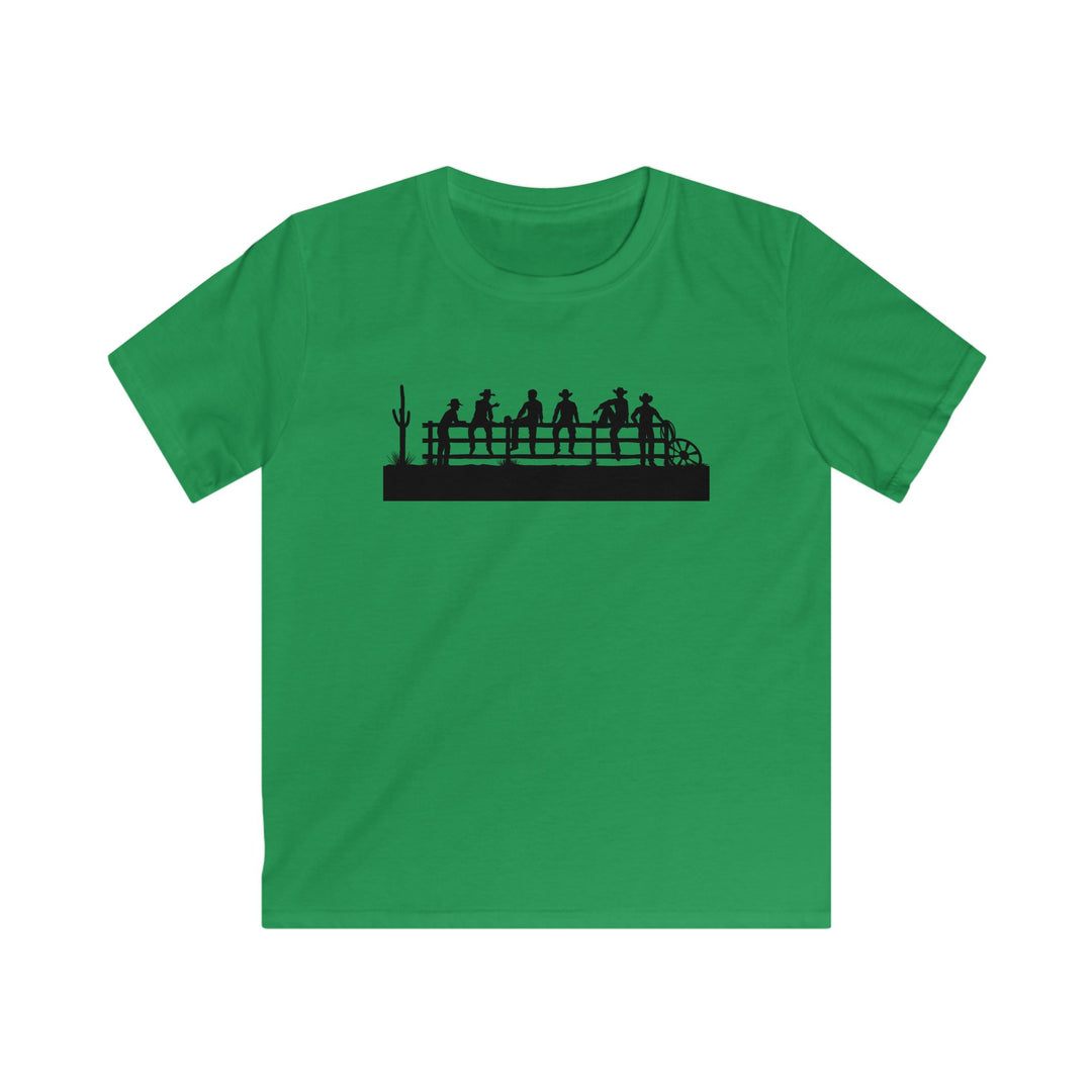 Cowboys On Fence Silhouette - Kids Softstyle Tee