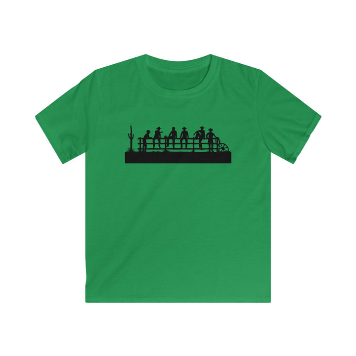 Cowboys On Fence Silhouette - Kids Softstyle Tee