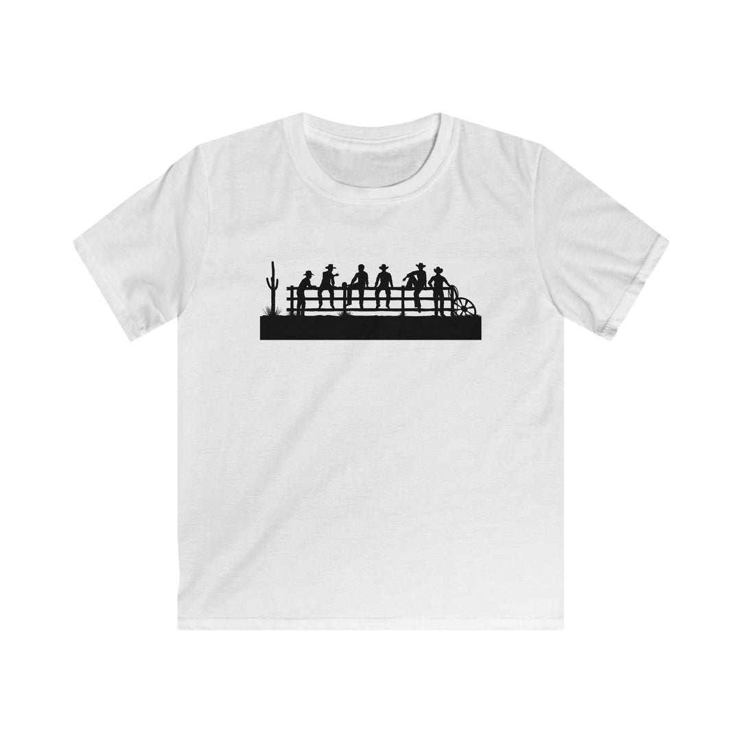 Cowboys On Fence Silhouette - Kids Softstyle Tee