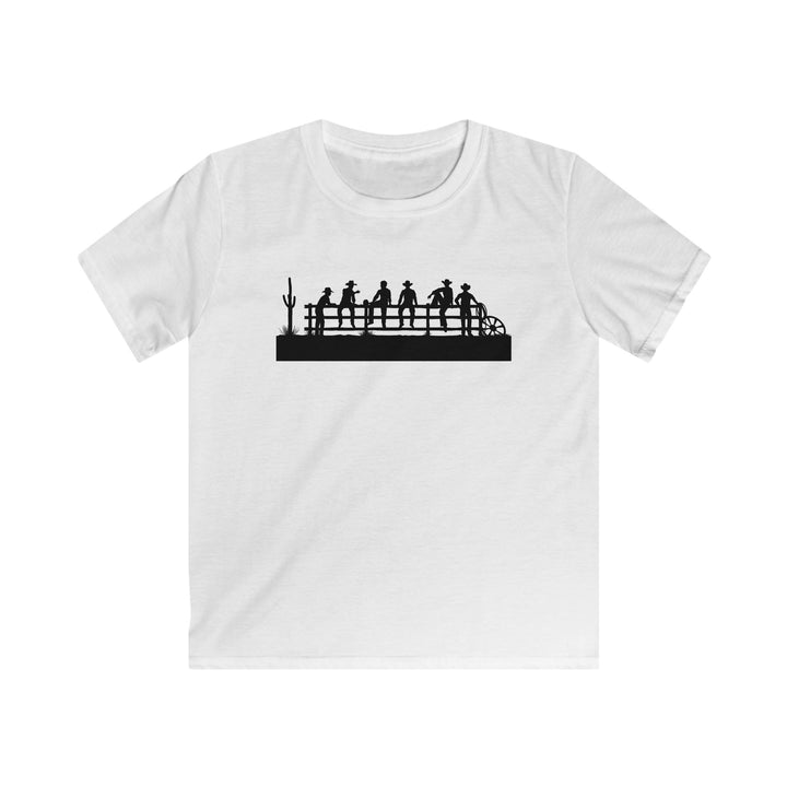 Cowboys On Fence Silhouette - Kids Softstyle Tee