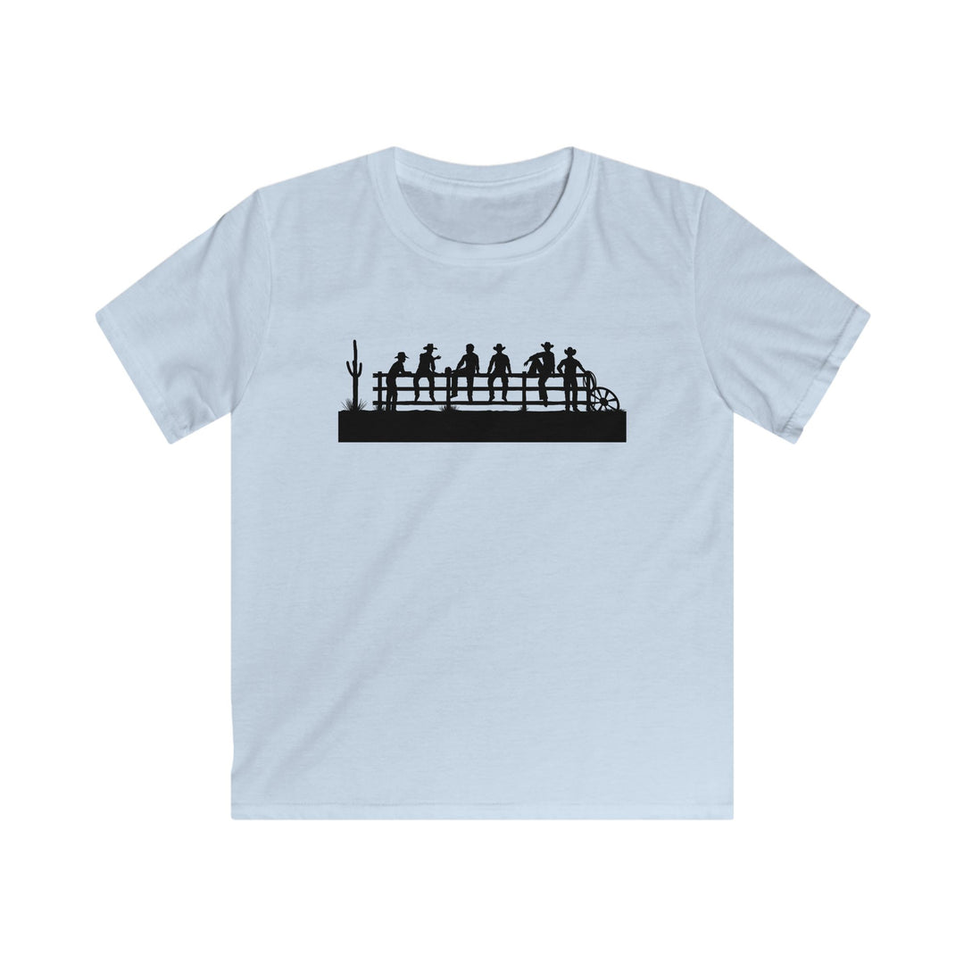 Cowboys On Fence Silhouette - Kids Softstyle Tee