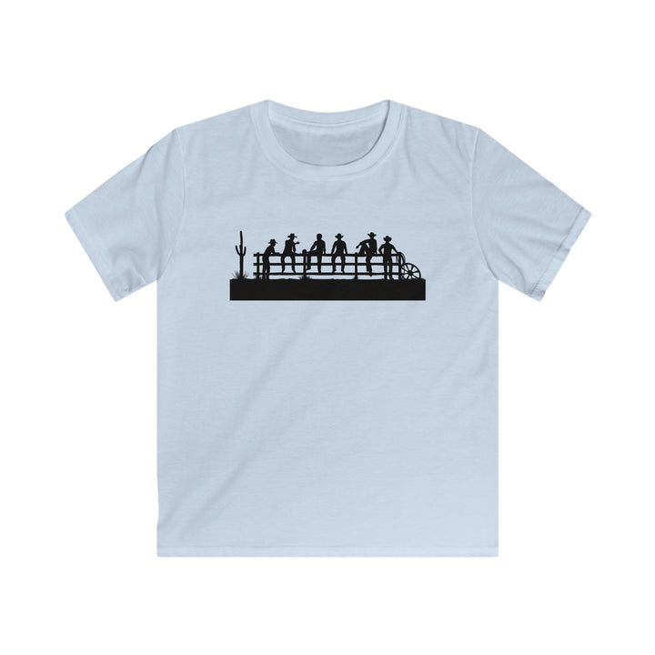 Cowboys On Fence Silhouette - Kids Softstyle Tee