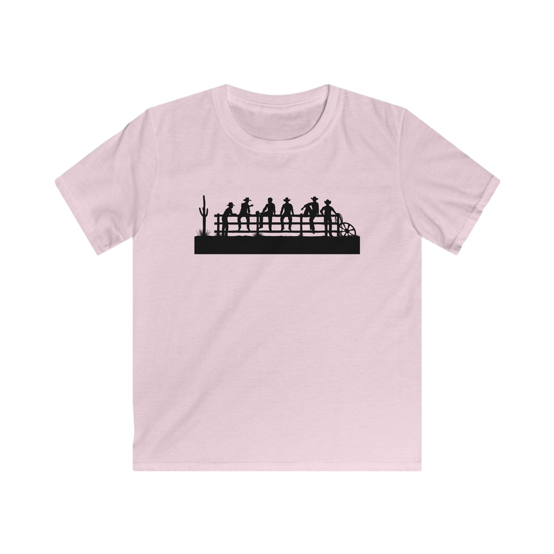 Cowboys On Fence Silhouette - Kids Softstyle Tee