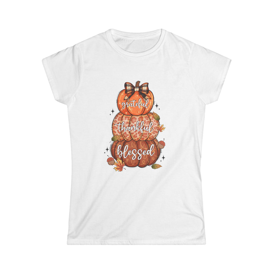 Grateful Thankful Blessed Pumpkins - Women's Softstyle Tee