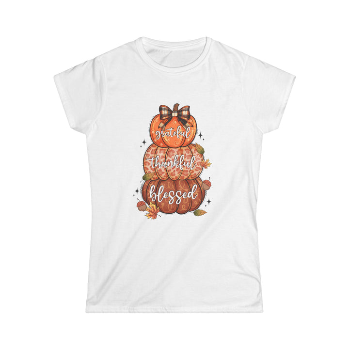 Grateful Thankful Blessed Pumpkins - Women's Softstyle Tee