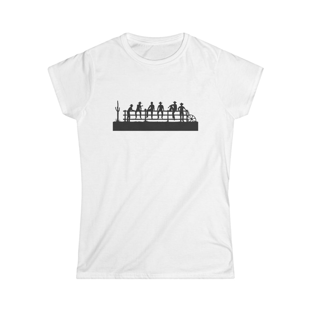 Cowboys On Fence Silhouette - Women's Softstyle Tee