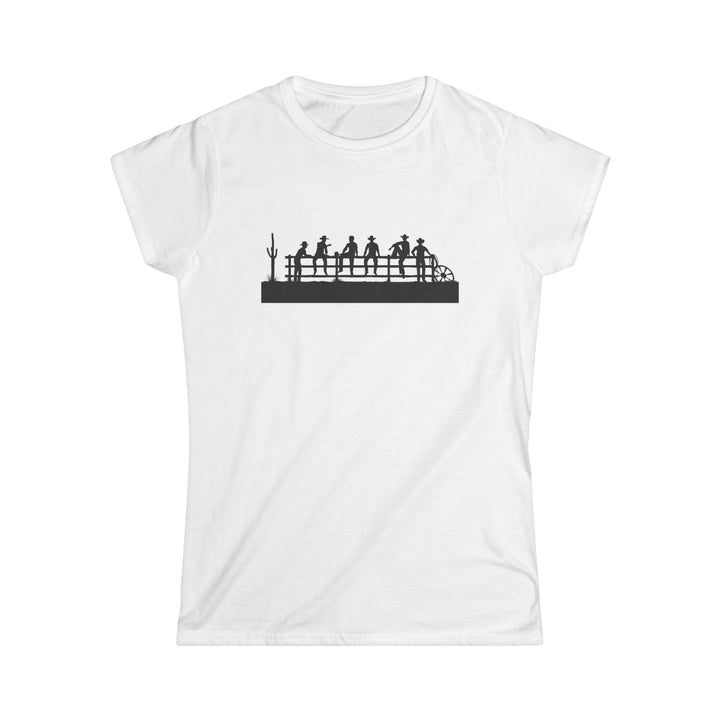 Cowboys On Fence Silhouette - Women's Softstyle Tee
