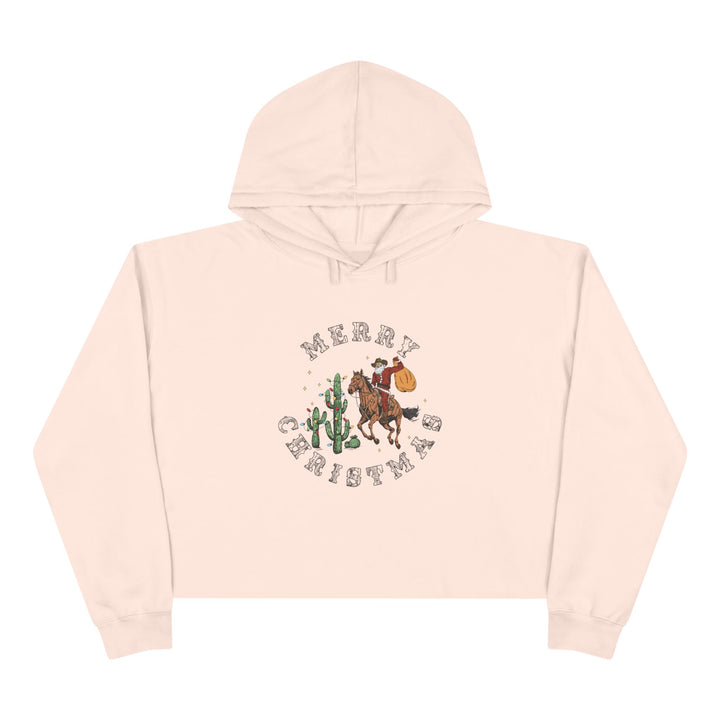 Merry Christmas Cowboy Santa - Crop Hoodie