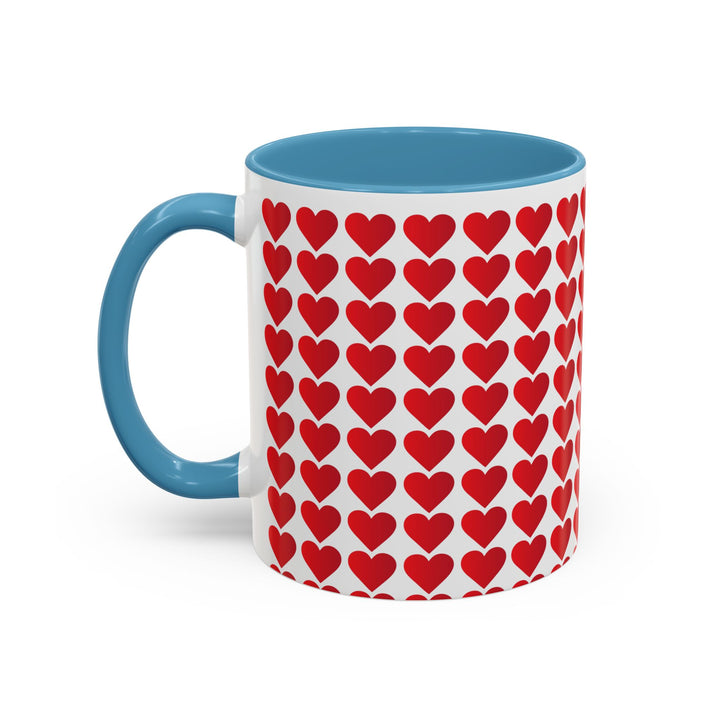Red Valentine Hearts - Accent Coffee Mug (11, 15oz)