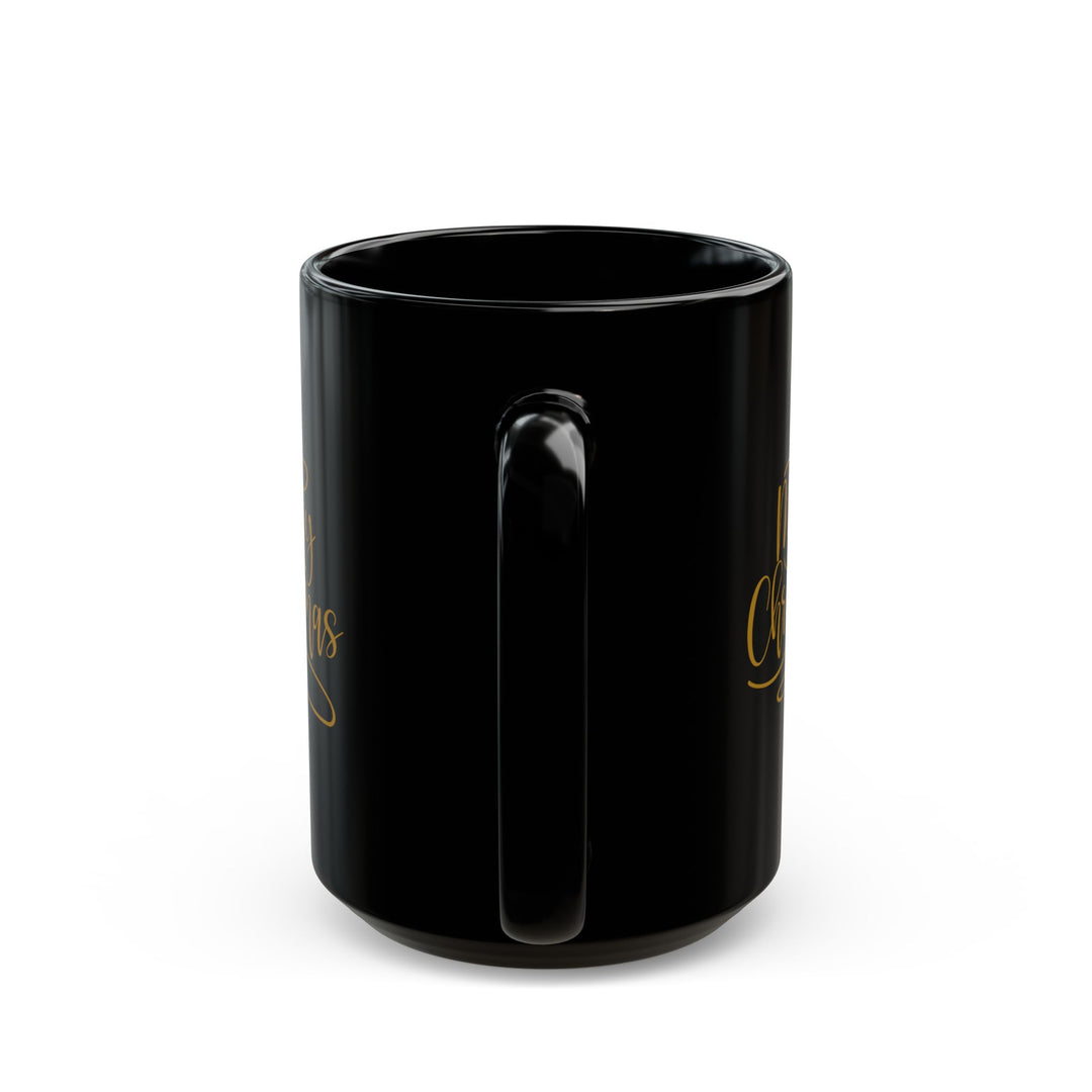 Merry Christmas Gold Tree - Black Mug (11oz, 15oz)