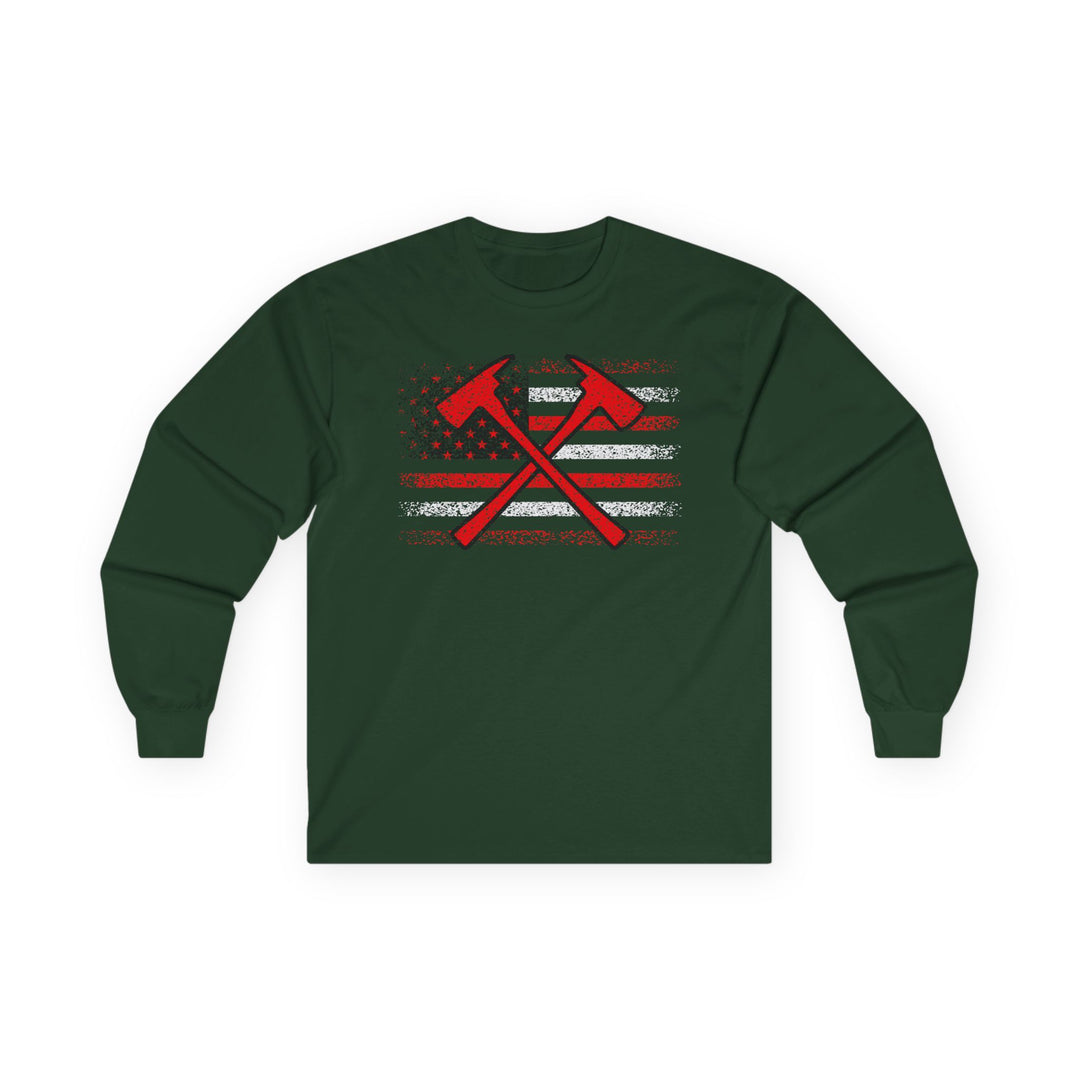 Firefighter American Flag - Unisex Ultra Cotton Long Sleeve Tee