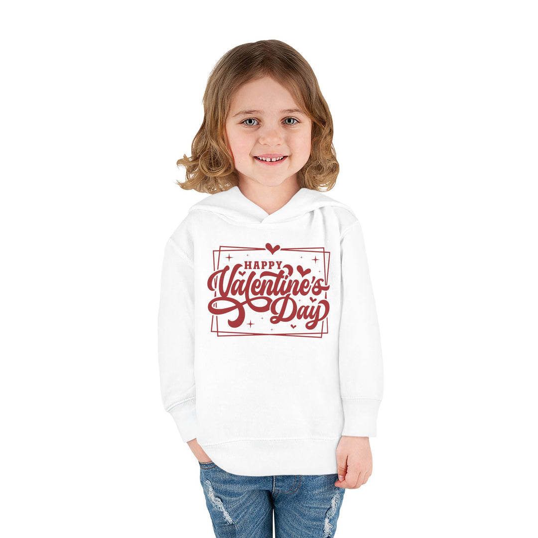 Happy Valentine's Day W/Hearts - Toddler Pullover Fleece Hoodie